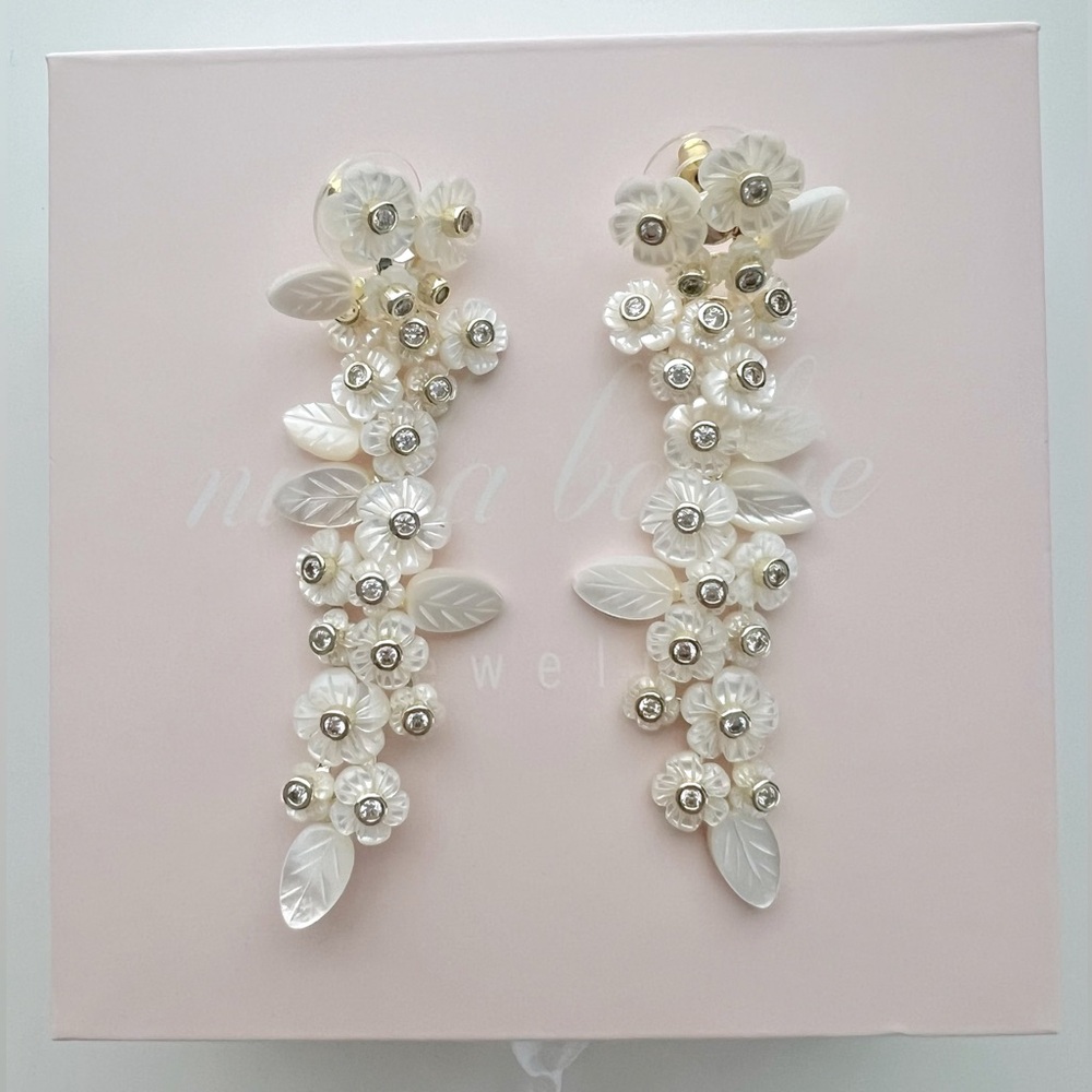 Nicola Bathie Mother of Pearl Flowers Garden Bouquet Earrings